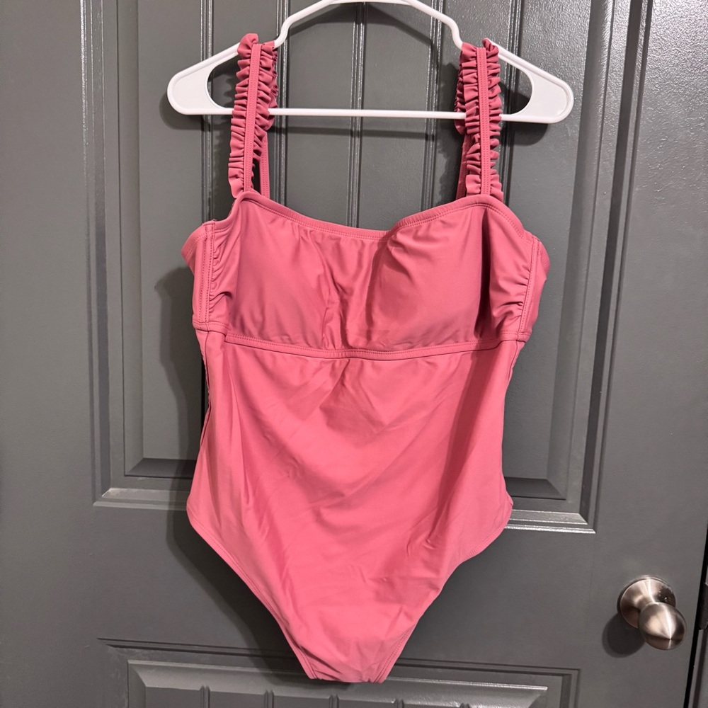 Kona Sol Pink One Piece Swimsuit with Ruffle Straps